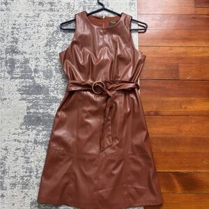 Brown Faux Leather Dress